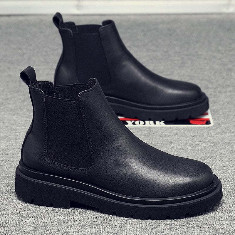 Men  Boots Non-slip Tooling Boots Unisex Motorcycle Boots Plus Size Leather High Top Shoes Waterproof Plus Size Footwear