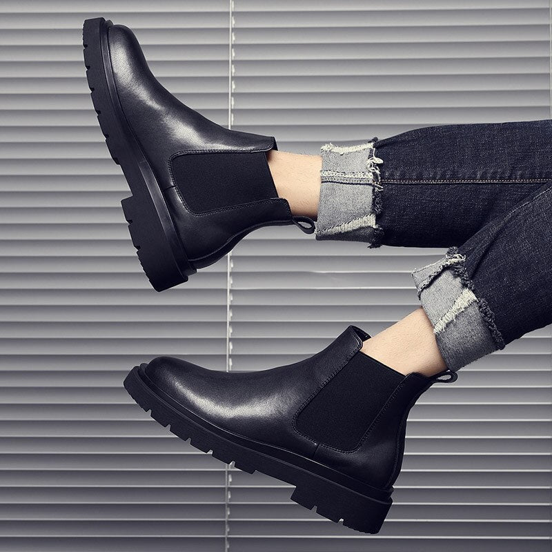 Men  Boots Non-slip Tooling Boots Unisex Motorcycle Boots Plus Size Leather High Top Shoes Waterproof Plus Size Footwear