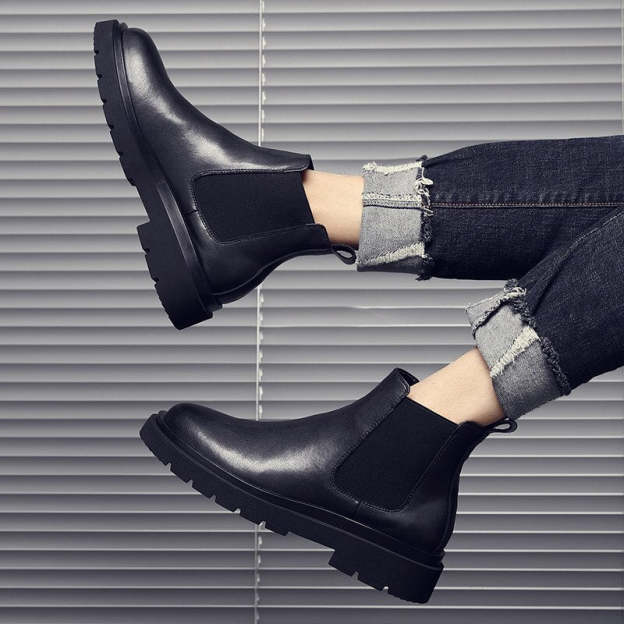 Men  Boots Non-slip Tooling Boots Unisex Motorcycle Boots Plus Size Leather High Top Shoes Waterproof Plus Size Footwear