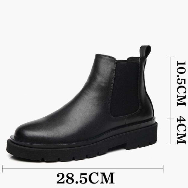 Men  Boots Slip on Pu Leather Chelsea Boots Chunky Ankle Boots Short Boots Casual Indestructible Military Boots Bottines