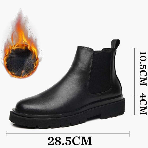Men  Boots Slip on Pu Leather Chelsea Boots Chunky Ankle Boots Short Boots Casual Indestructible Military Boots Bottines