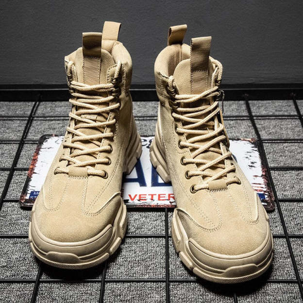Men Casual  Boots Platform Sneakers Leather Sneakers Work Shoes Male Vulcanized Travel Running Walking Moccasins Shoe
