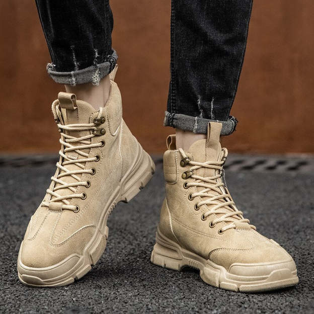 Men Casual  Boots Platform Sneakers Leather Sneakers Work Shoes Male Vulcanized Travel Running Walking Moccasins Shoe