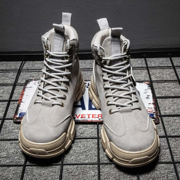 Men Casual  Boots Platform Sneakers Leather Sneakers Work Shoes Male Vulcanized Travel Running Walking Moccasins Shoe