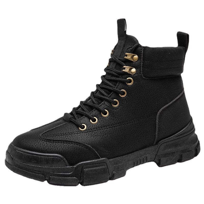 Men Casual  Boots Platform Sneakers Leather Sneakers Work Shoes Male Vulcanized Travel Running Walking Moccasins Shoe