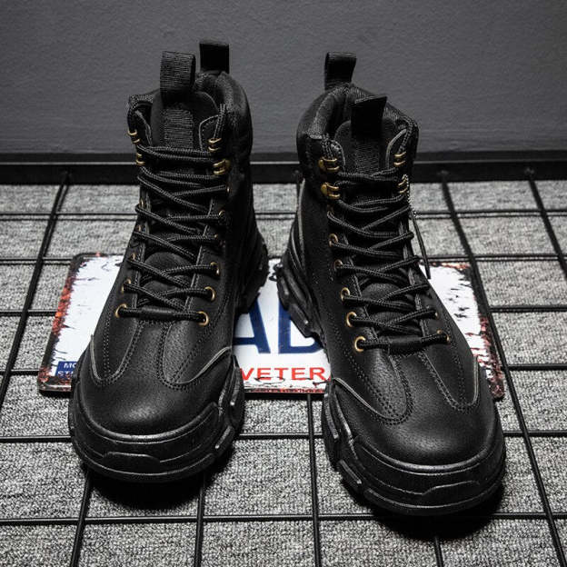 Men Casual  Boots Platform Sneakers Leather Sneakers Work Shoes Male Vulcanized Travel Running Walking Moccasins Shoe