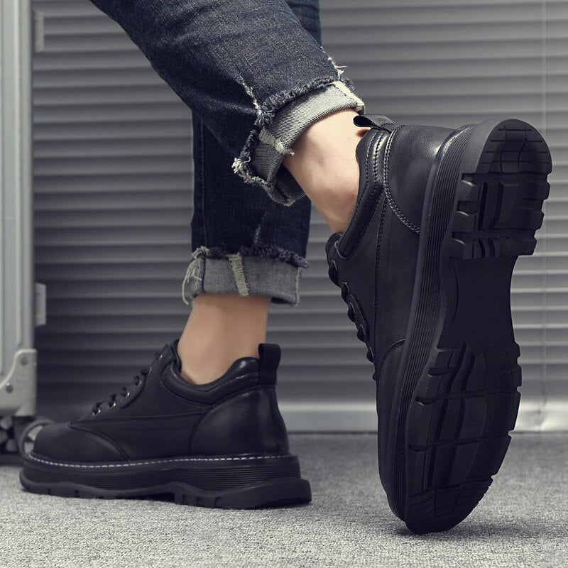 Men Casual Business Leather Shoes Fashion High Top Boots Sneakers Outdoor Botas Plus Size Motorcycle Ankle Boots Footwear