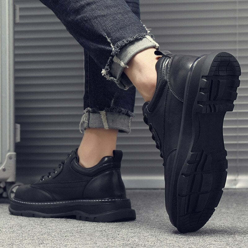 Men Casual Business Leather Shoes Fashion High Top Boots Sneakers Outdoor Botas Plus Size Motorcycle Ankle Boots Footwear