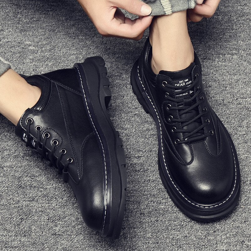 Men Casual Business Leather Shoes Fashion High Top Boots Sneakers Outdoor Botas Plus Size Motorcycle Ankle Boots Footwear