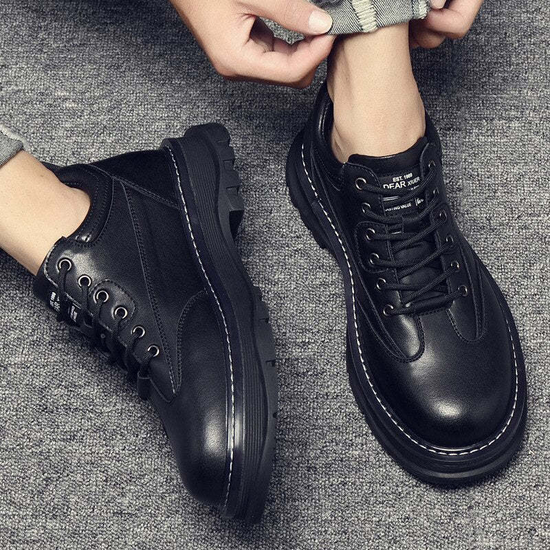 Men Casual Business Leather Shoes Fashion High Top Boots Sneakers Outdoor Botas Plus Size Motorcycle Ankle Boots Footwear