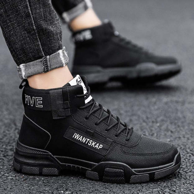 Men Casual Winter Warm Shoes Lace Up Wool Ankle Boots Plush Basic Winter Outdoor Shoes Military Footwears Botas De Seguridad