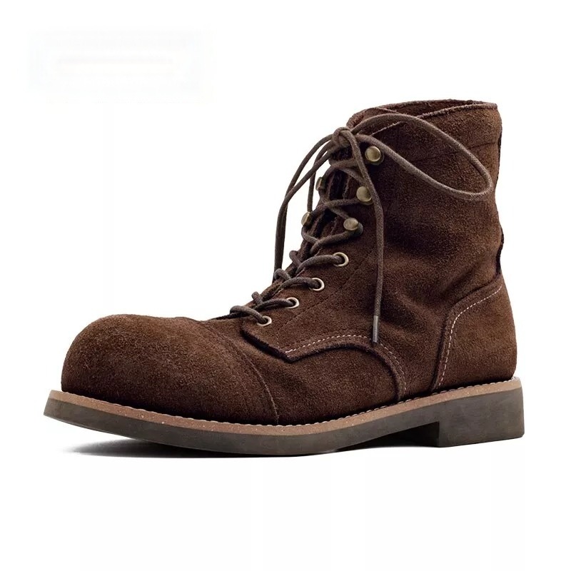 Maden Tooling Ankle Boots Autumn Leisure Design New Men's Shoes Suede Motorcycle Boots American Retro Leather Paratrooper Shoe