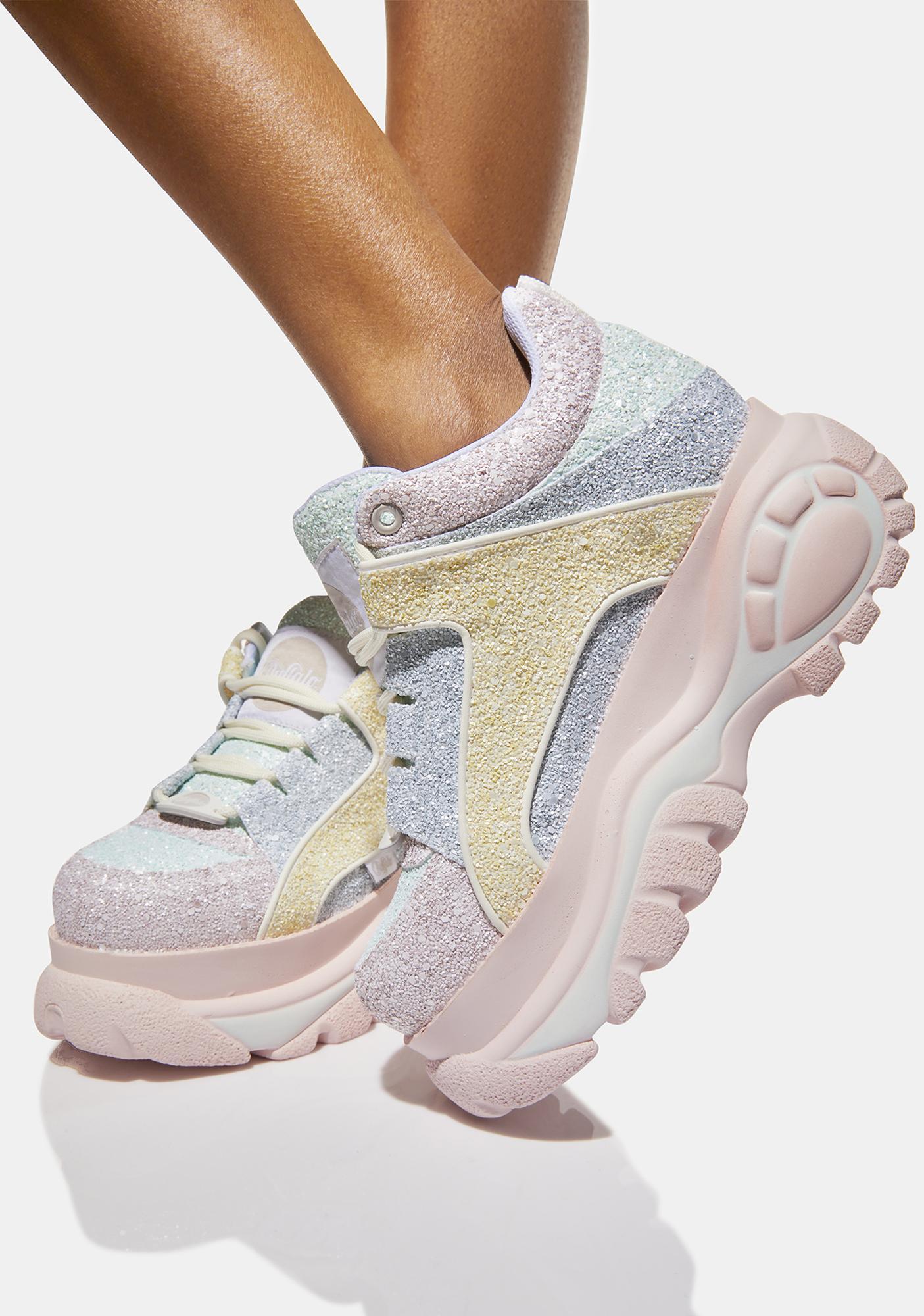 PASTEL MULTI CLASSIC LOW PLATFORM SNEAKERS-annaxin