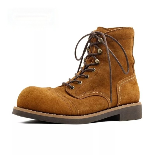 Maden Tooling Ankle Boots Autumn Leisure Design New Men's Shoes Suede Motorcycle Boots American Retro Leather Paratrooper Shoe