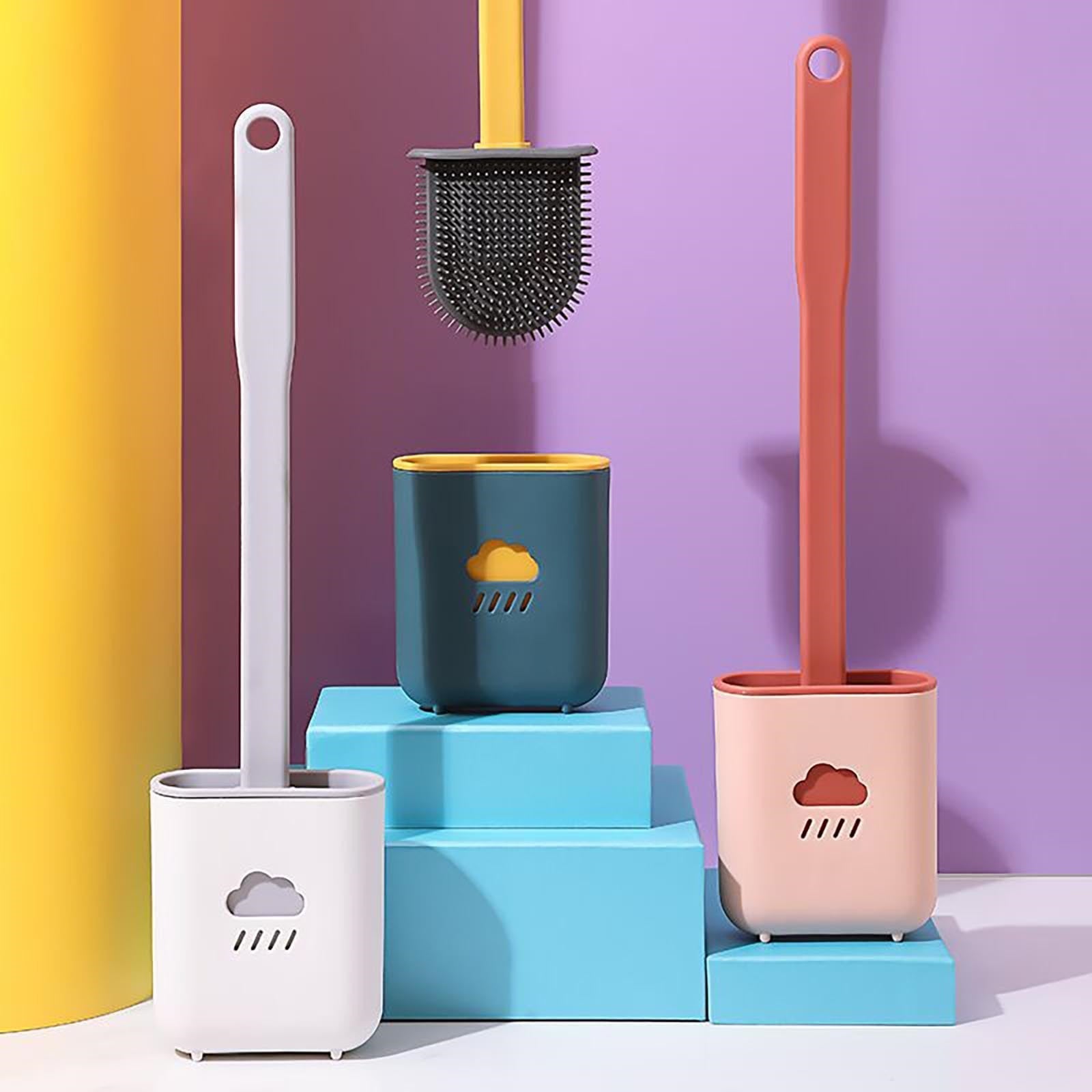 Silicone wall-mounted toilet brush creative cleaning brush set with long handle brush 