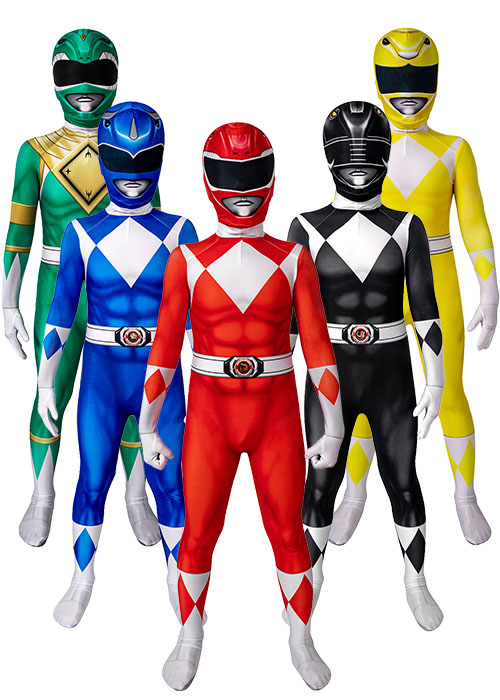 Mighty Morphin Power Rangers Costume Cosplay Suit Kids Size-Chaorenbuy Cosplay
