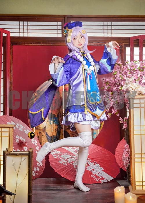 Genshin Impact Qiqi  Costume Cosplay Suit Shoes Wig Outfit-Chaorenbuy Cosplay