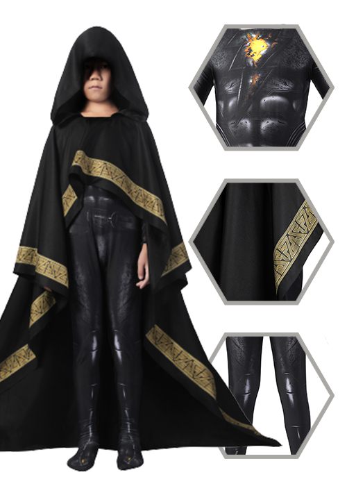Black Adam Costume Teth-Adam Cosplay Jumpsuit Kids Size-Chaorenbuy Cosplay