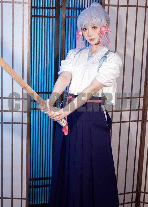 Kamisato Ayaka Costume Genshin Impact Cosplay Kendo Suit Wig Outfit-Chaorenbuy Cosplay