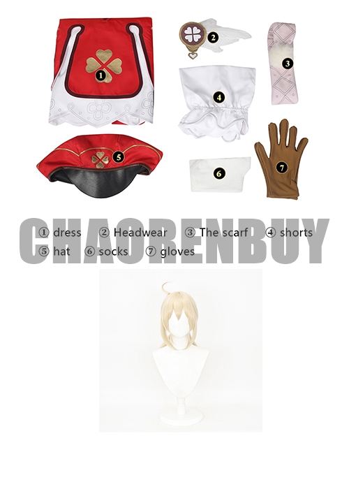 Genshin Impact Klee Costume Cosplay Suit Boots Wig Outfit-Chaorenbuy Cosplay