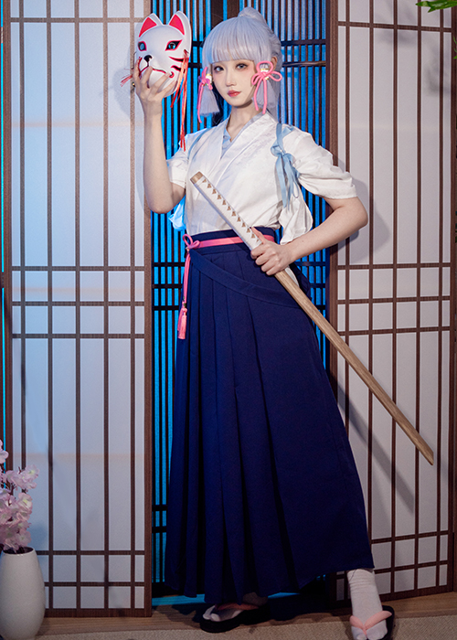 Kamisato Ayaka Costume Genshin Impact Cosplay Kendo Suit Wig Outfit-Chaorenbuy Cosplay