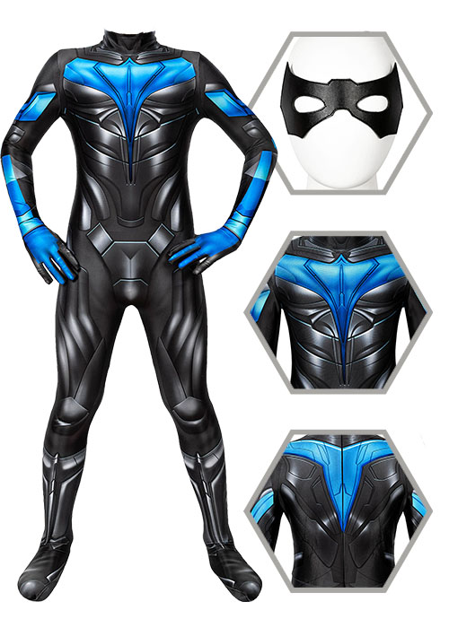 Nightwing Costume Titans Cosplay Jumpsuit Kids Size-Chaorenbuy Cosplay