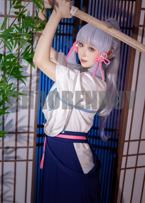 Kamisato Ayaka Costume Genshin Impact Cosplay Kendo Suit Wig Outfit-Chaorenbuy Cosplay