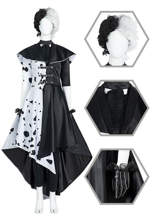 Cruella Costume Cosplay Suit Wig Outfit-Chaorenbuy Cosplay