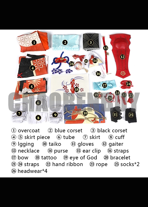 Genshin Impact Yoimiya Costume Cosplay Suit Shoes Wig Outfit-Chaorenbuy Cosplay