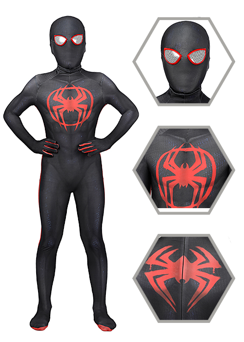 Miles Morales Costume Spider Man Into the Spider Verse Cosplay Suit Kids Size Ver 2