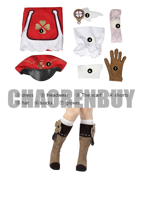 Genshin Impact Klee Costume Cosplay Suit Boots Wig Outfit-Chaorenbuy Cosplay