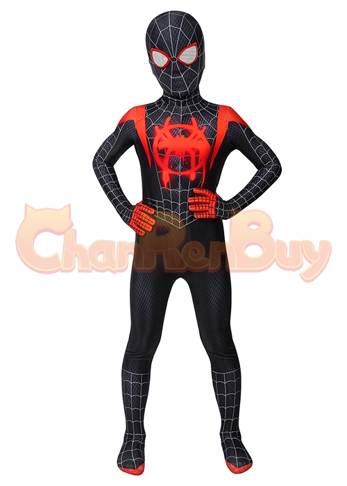Miles Morales Costume Kids Spider Man Into the Spider Verse Cosplay Jumpsuit Kids Size