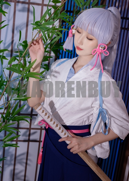 Kamisato Ayaka Costume Genshin Impact Cosplay Kendo Suit Wig Outfit-Chaorenbuy Cosplay