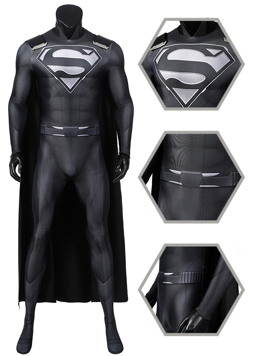 Superman Costume Crisis on Infinite Earths Clark Kent Cosplay Black Suit-Chaorenbuy Cosplay