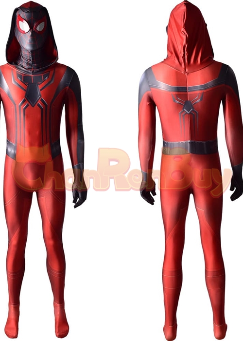 Spider Man Miles Morales Costume Crimson Cowl Suit Cosplay Bodysuit