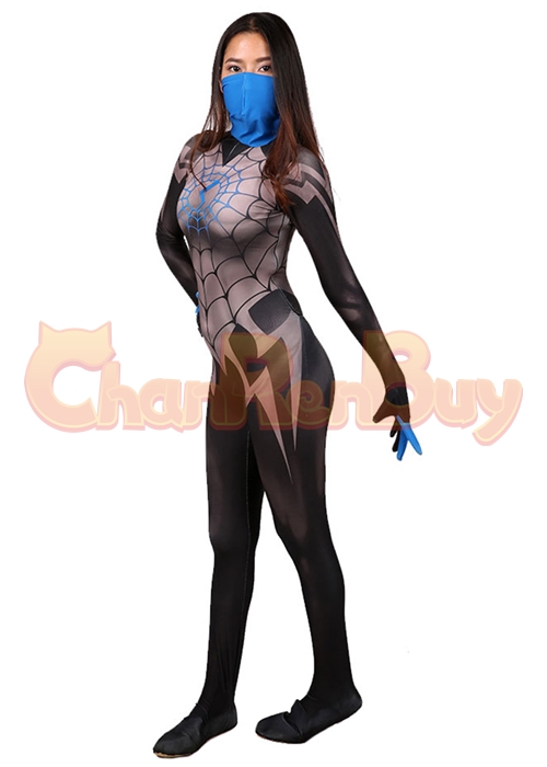 Spider Man Costume Silk Cindy Moon Cosplay Bodysuit Blue Version