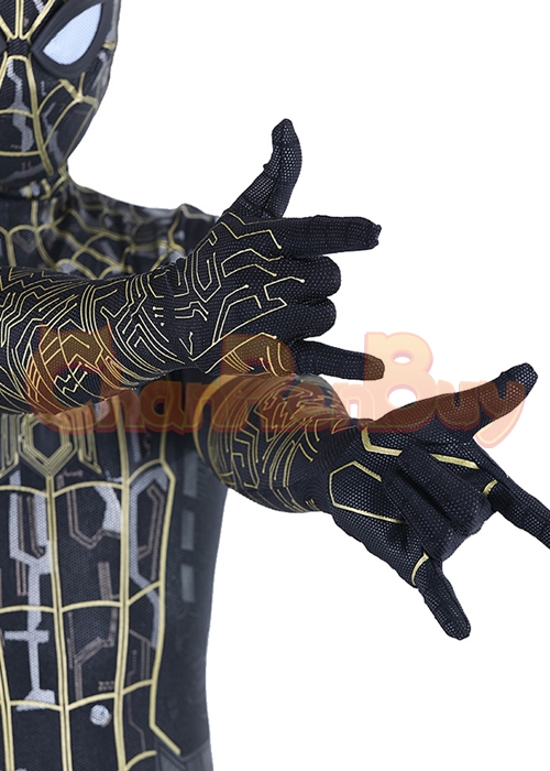 Spider Man 3 No Way Home Black Gold Suit Costume Cosplay Bodysuit