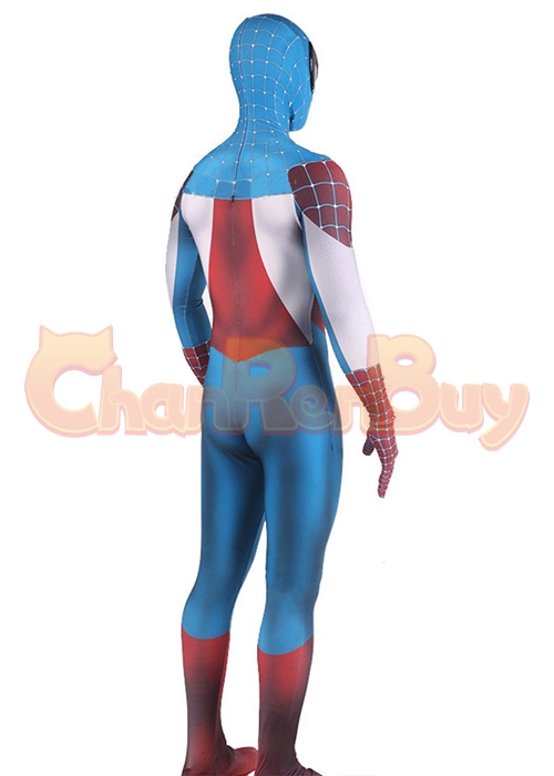 Captain America Spider Man Crossover Suit Costume Cosplay Bodysuit
