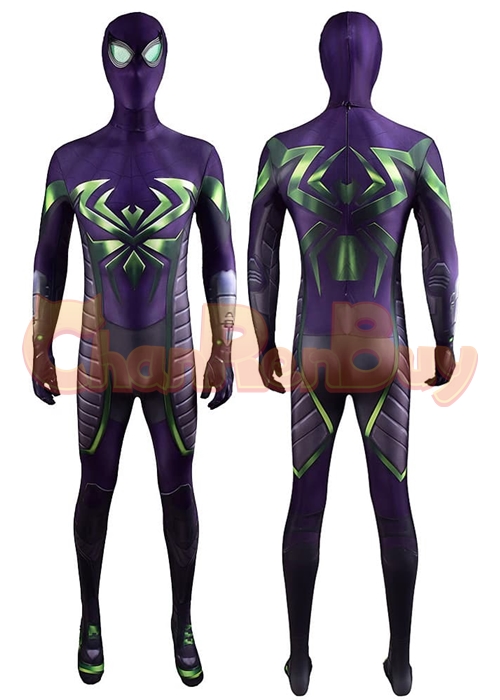 Spider Man Miles Morales Costume Purple Reign Suit Cosplay Bodysuit
