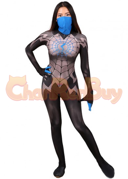 Spider Man Costume Silk Cindy Moon Cosplay Bodysuit Blue Version