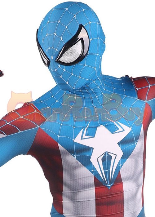 Captain America Spider Man Crossover Suit Costume Cosplay Bodysuit