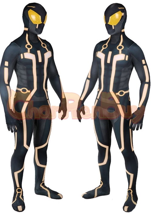 Spider Man Tron:Legacy Clu Costume Cosplay Bodysuit Yellow Ver.