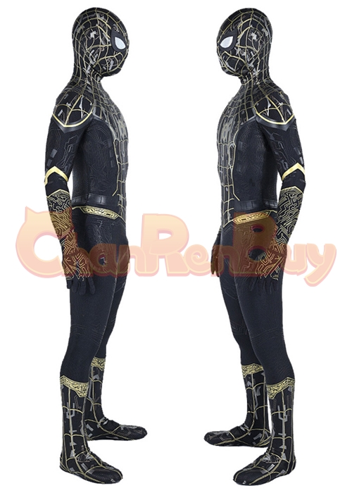 Spider Man 3 No Way Home Black Gold Suit Costume Cosplay Bodysuit