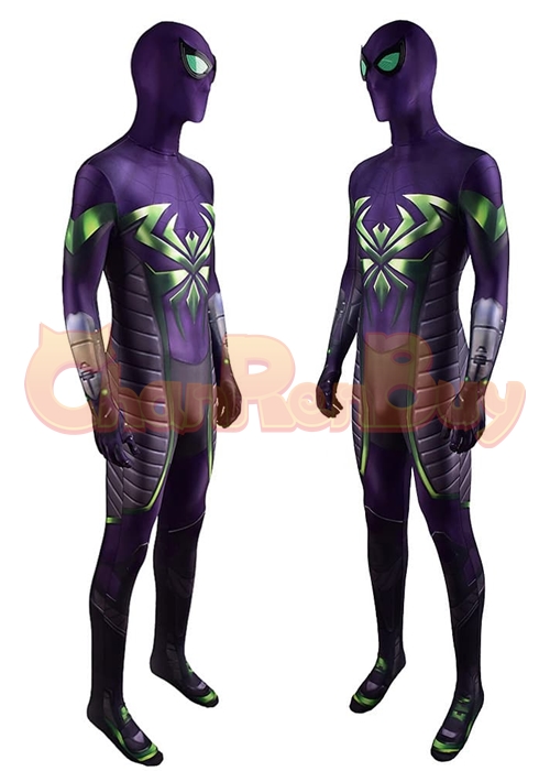 Spider Man Miles Morales Costume Purple Reign Suit Cosplay Bodysuit