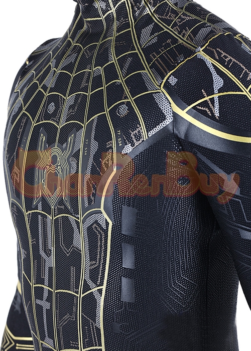 Spider Man 3 No Way Home Black Gold Suit Costume Cosplay Bodysuit