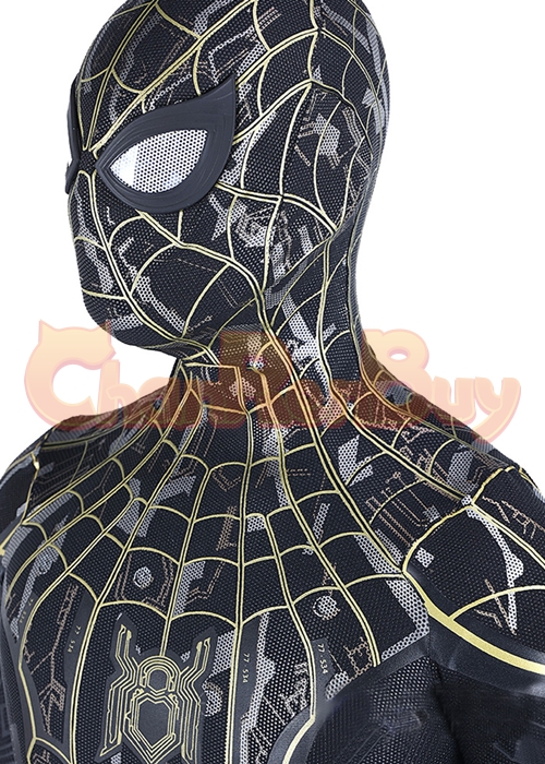 Spider Man 3 No Way Home Black Gold Suit Costume Cosplay Bodysuit