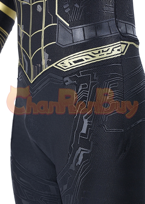 Spider Man 3 No Way Home Black Gold Suit Costume Cosplay Bodysuit