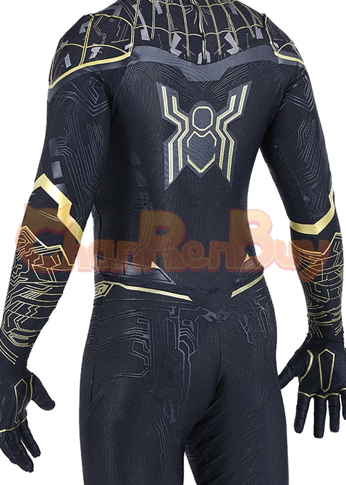 Spider Man 3 No Way Home Black Gold Suit Costume Cosplay Bodysuit