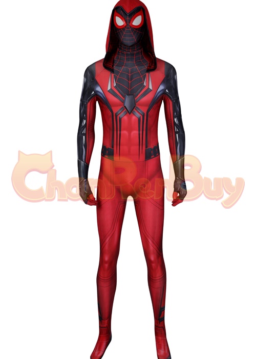 Miles Morales Crimson Cowl Suit Spider Man Costume Cosplay Bodysuit