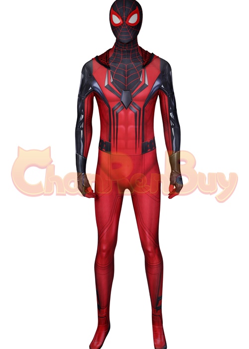 Miles Morales Crimson Cowl Suit Spider Man Costume Cosplay Bodysuit